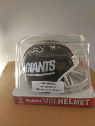 Phil Simms Signed York Giants Mini Helmet Autographed Jsa Witnessed Auto