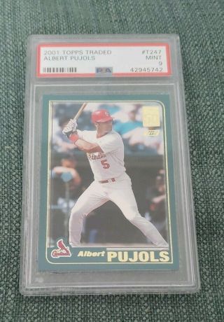 2001 Topps Traded Albert Pujols Rookie Rc T247 Psa 9 Label Centered