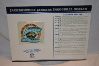 Jacksonville Jaguars Inaugural Season Nfl Team Patch Card Willabee & Ward 1995