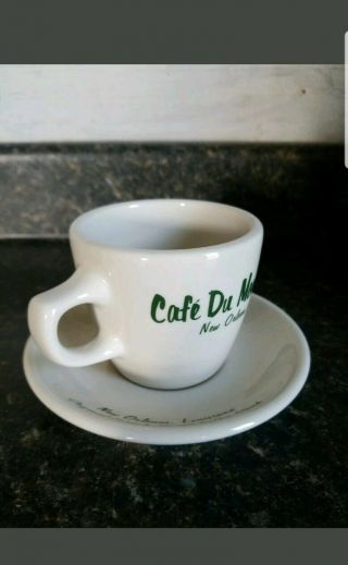 Vintage Cafe Du Monde Coffee Mug Cup Saucer Set Orleans Homer Laughlin Nc
