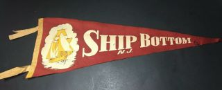 Vintage Ship Bottom Nj Pennant Banner With Tall Ship 17”