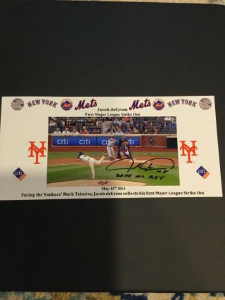 Jacob Degrom Signed 8.  5 By 4 Homemade Card Ny Mets Baseball Autograph