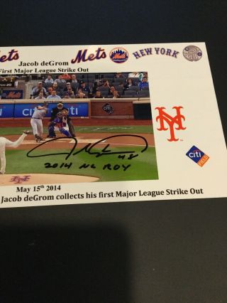 Jacob Degrom Signed 8.  5 By 4 Homemade Card NY Mets baseball Autograph 2