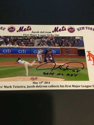 Jacob Degrom Signed 8.  5 By 4 Homemade Card NY Mets baseball Autograph 3