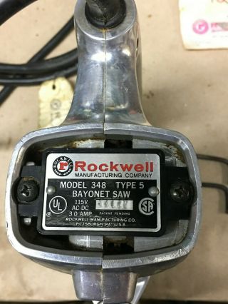 VTG ROCKWELL MODEL 348 TYPE 5 BAYONET SAW 115 VOLTS AC DC 3.  0 AMP 2