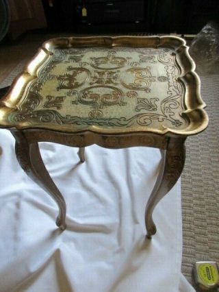 Vintage Italian Gold Plastic Table Made In Florence Italy 16.  5 " T Be 12.  5 X 12.  5