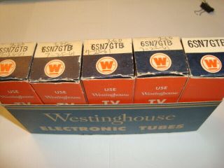 One Sleeve Of Five 6sn7gtb Tubes,  Black Plate,  Tall Bottle,  Rca For Wh,  Nib