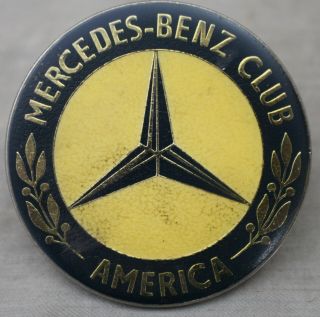 Mercedes Benz Club America Yellow Gold Black Enamel Car Club Badge Mounting Post