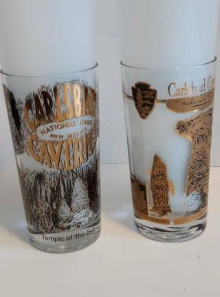 2 Carlsbad Caverns National Park Mexico Souvenir Drinking Glasses - 5” Tall 2