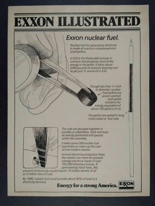 1978 Exxon Nuclear Fuel Uranium U - 235 Pellets Atomic Energy Vintage Print Ad