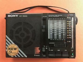 SONY FM/MW/SW 9Band Receiver ICF - 7600A W/Protective Cover, . 2