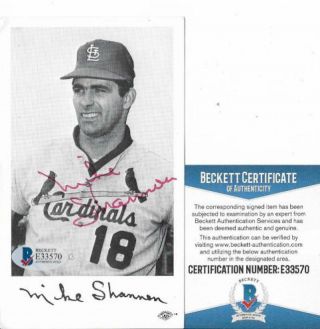 Mike Shannon St.  Louis Cardinals Signed Auto Photo Post Card Beckett E33570