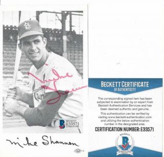 Mike Shannon St.  Louis Cardinals Signed Auto Photo Post Card Beckett E33571