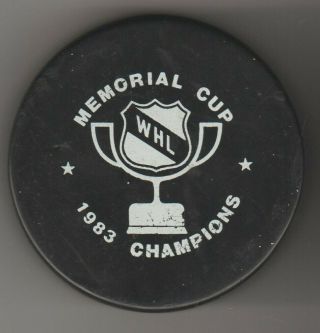 Portland Winter Hawks 1983 Memorial Cup Whl Hockey Game Puck 1st American Champs