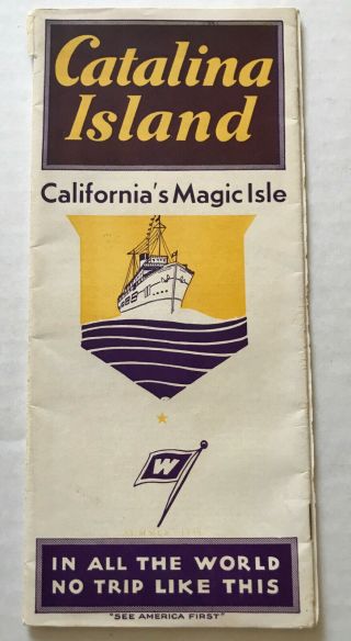 Vintage 1931 Santa Catalina Island Photo Brochure W/map Boat Schedule California