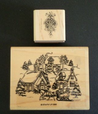 2 Vintage Rubber Stamps - Winter Themed - Stampin 