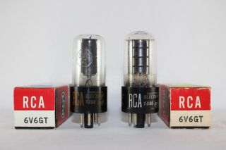 Pristine Nib Matched Pair Rca 6v6gt Double Getter Test Very Strong 110 - 114 Nos