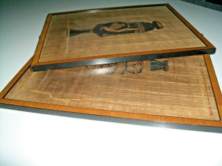 set of 2 vintage FRAMED ART Greek Grecian Vases on Papyrus from Siracusa Museum 2