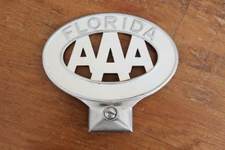 Vintage Florida Motor Club Aaa Badge Grill Plaque Emblem License Plate Topper