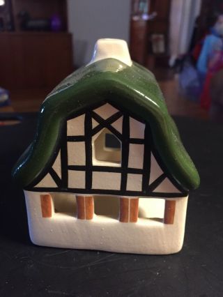 Vintage Ursula Leyk Lichthaus Cottage 1989 From Germany Green Roof Signed