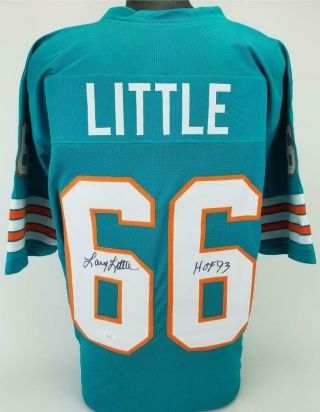 Larry Little " Hof 93 " Signed Football Jersey Jsa Witness Dolphins Autograph