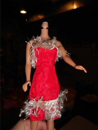 Vintage Barbie Babs Suzette Bild Lilli Clone Fashion Doll Red White Fringe Dress