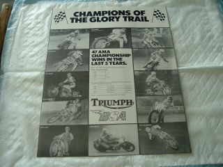 1971 Triumph Bsa Motorcycle Dealer Racing Poster Gene Romero Flattrack Ama