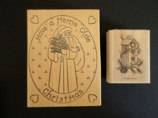 2 Vintage Rubber Stamps - Christmas Themed - Stamps Happen & Stampin 