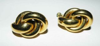 Vintage Napier Gold Love Knot Earrings Classic & Timeless 1 " X 3/4 Screw Back