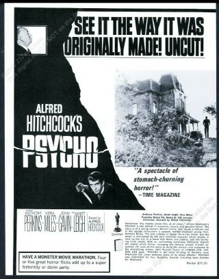 1973 Alfred Hitchcock Psycho House Photo Uncut Movie Rental Vintage Print Ad