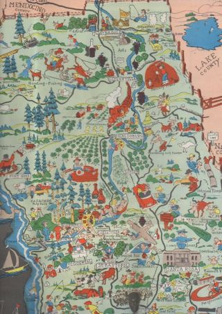 Vintage 1955 Sonoma County California Visitor Tourist Brochure Travel Map