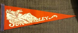 1940s? Red Sun Valley Resort Ski Pennant Id Idaho Bald Mountain Dollar Mountain