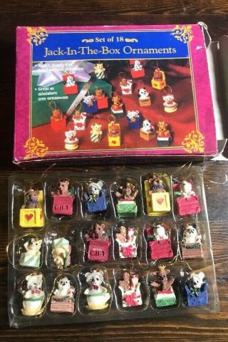 Vintage Giftco Set Of 18 Jack - In - The - Box Miniature Christmas Ornaments