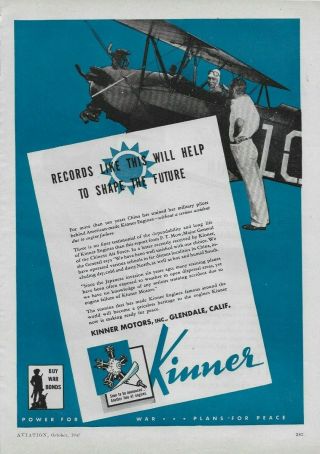 1943 Chinese Air Force Kinner Engines Military Pilots Vintage Print Ad