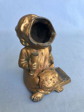 Antique Wisconsin Dells Ashtray Crying Baby Figure Stand Rock Souvenir K&o Metal