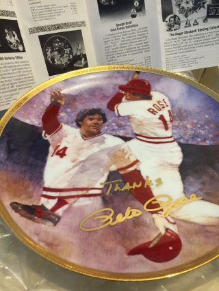 Autographed Gartlan Pete Rose Cincinnati Reds 1988 10” Baseball Plate W/box 315