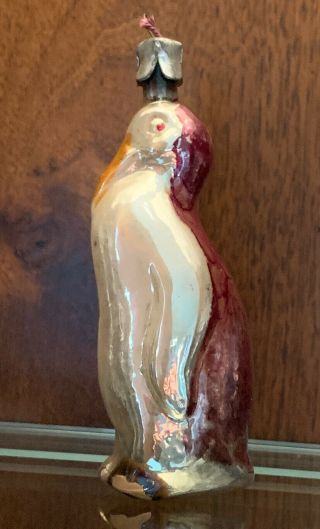 Vintage Russian Mercury Glass Penguin Christmas Tree Ornament 4”