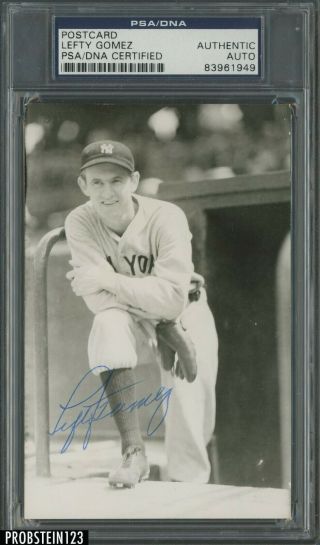 Lefty Gomez York Yankees Hof Signed Postcard Auto Autograph Psa/dna