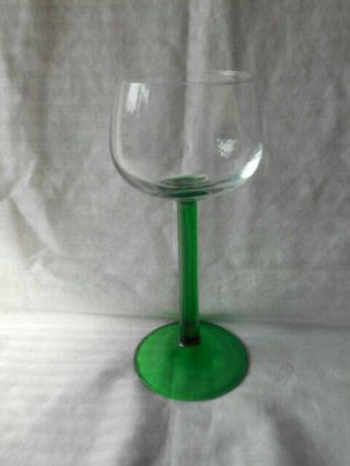 Vtg Set Of 4 Luminarc Jg Durand Green Stem Rhine Wine Glasses Made In France