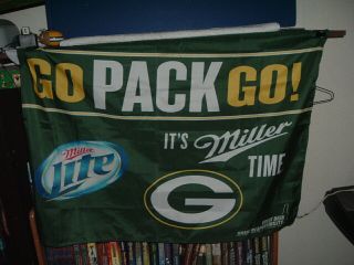 Great Green Bay Packers Miller Lite Beer Flag 42 " X 28 "