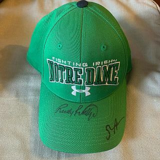 Rudy Ruettiger & Sean Astin Autographs Notre Dame Fighting Irish Green Cap Rudy