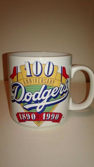 Vintage 1890 - 1990 Los Angeles Dodgers 100th Anniversary Coffee Mug.  Tea Cup