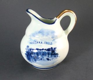 Vintage Blue And White Delft Style Miniature Jug Pitcher Creamer Holland Niagara