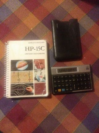 Hp - 15c Scientific Calculator With Orig.  Case,  Usa Made,  Self Test Good.  Handbook