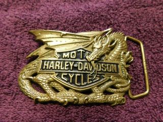 1990 Harley Davidson Motorcycles Dragon Bar Shield Belt Buckle - - Baron - - Brass