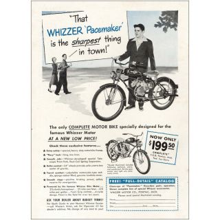 1949 Whizzer Pacemaker: Sharpest Thing In Town Vintage Print Ad
