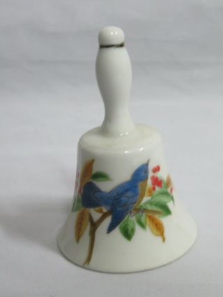 Lefton Vintage Sm Porcelain Bell With Blue Bird 2598 4 " T X 2 1/2 " W