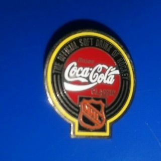 Vintage Nhl Hockey Coca Cola The Official Soft Drink Of Hockey Collectible Pin