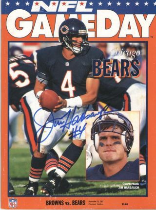 Jim Harbaugh Signed Chicago Bears Football Program Authentic Auto Michigan