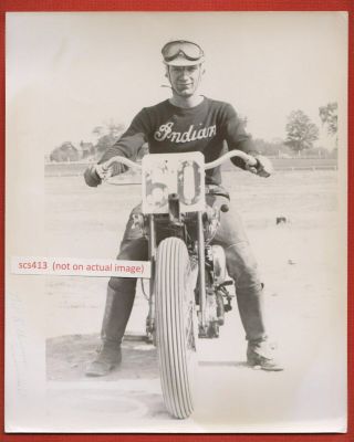 (4) 1947 Powell Speedway Ohio Indian Motorcycle Racing Photos W/indian Jerseys